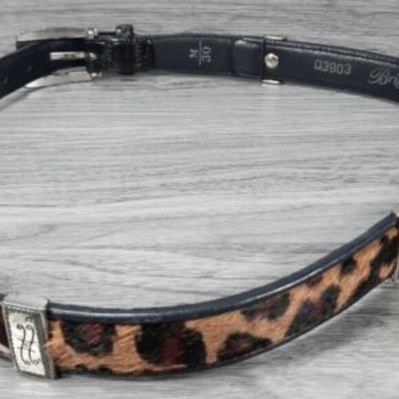 Vintage Brighton Leather and Pony Hair Animal Print Belt Sz M-30